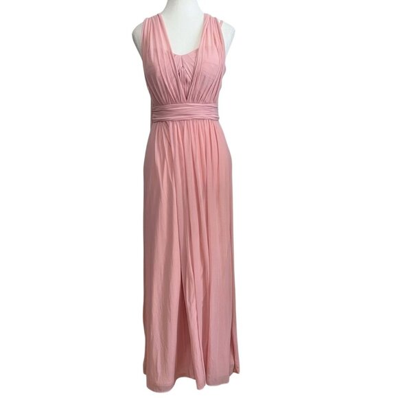 MAY QUEEN SOFT PINK CHIFFON MESH BRIDESMAID BAL GOWN DRESS - 4 - Picture 2 of 11